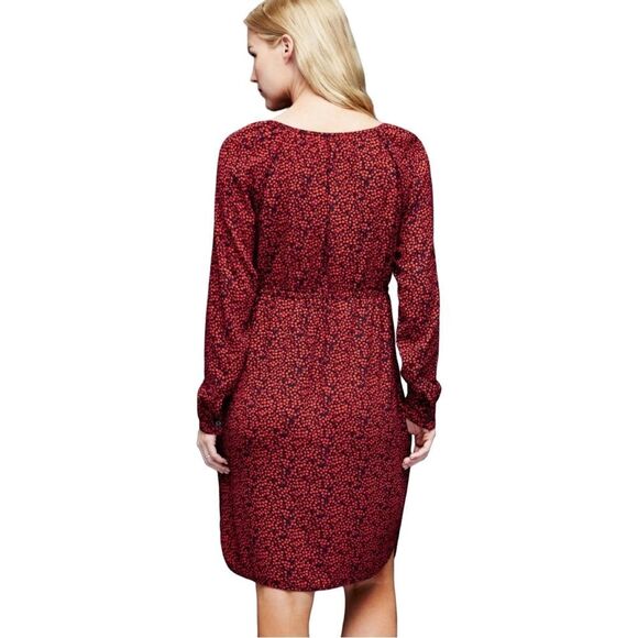 GAP Red Navy Small Cherry Print Henley Neckline Soft Tie Shirt Dress - Picture 14 of 15
